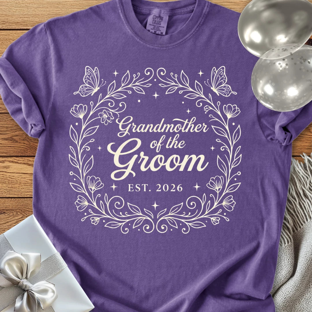 Grandmother of the Groom, Est 2026 - Premium Wedding T-Shirt