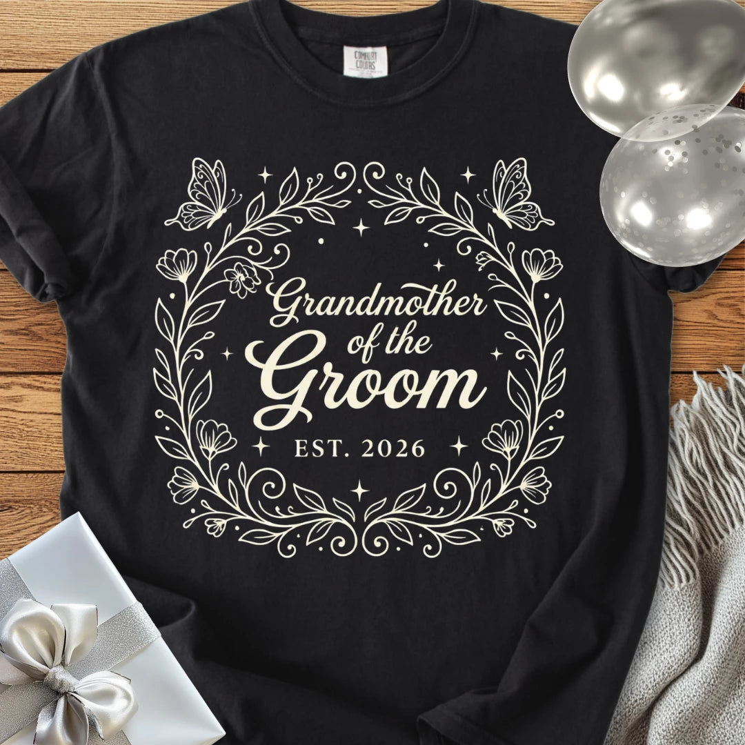 Grandmother of the Groom, Est 2026 - Premium Wedding T-Shirt