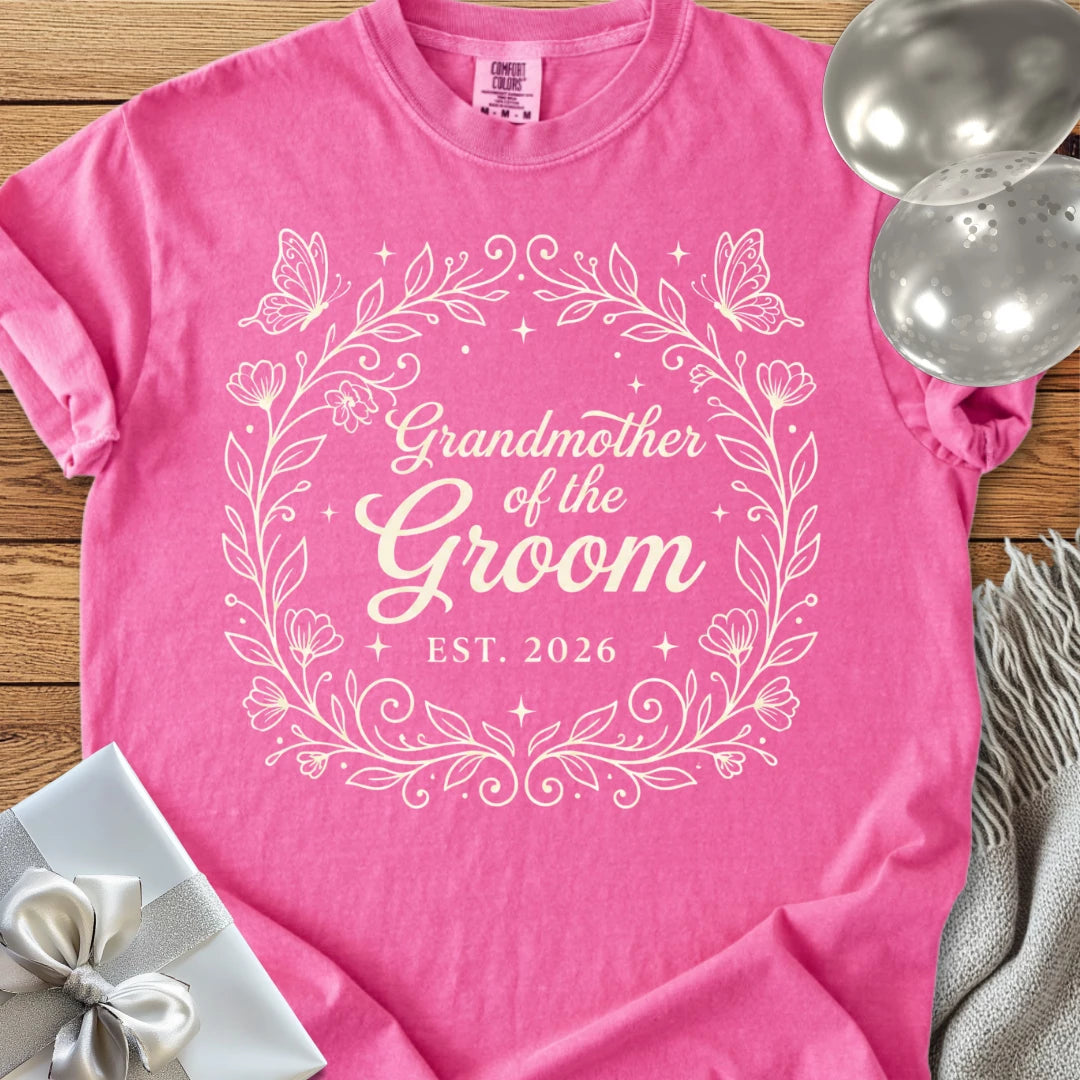 Grandmother of the Groom, Est 2026 - Premium Wedding T-Shirt