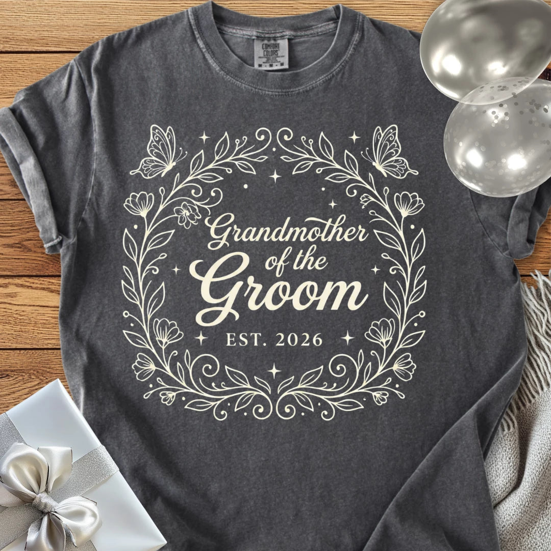 Grandmother of the Groom, Est 2026 - Premium Wedding T-Shirt