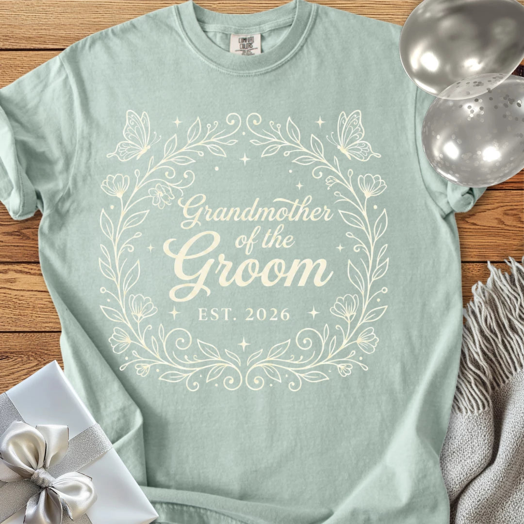 Grandmother of the Groom, Est 2026 - Premium Wedding T-Shirt