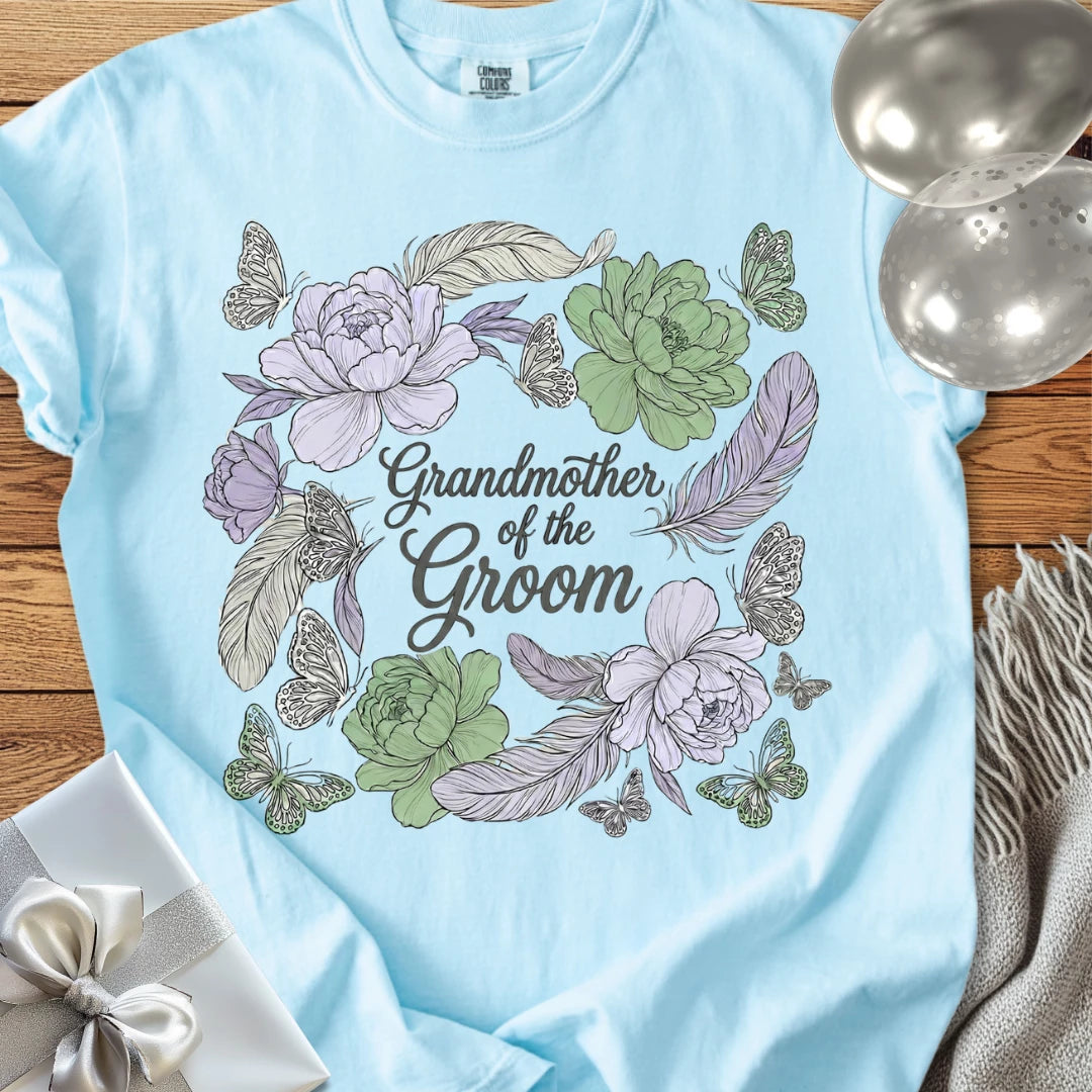 Grandmother of the Groom - Premium Floral Wedding T-Shirt