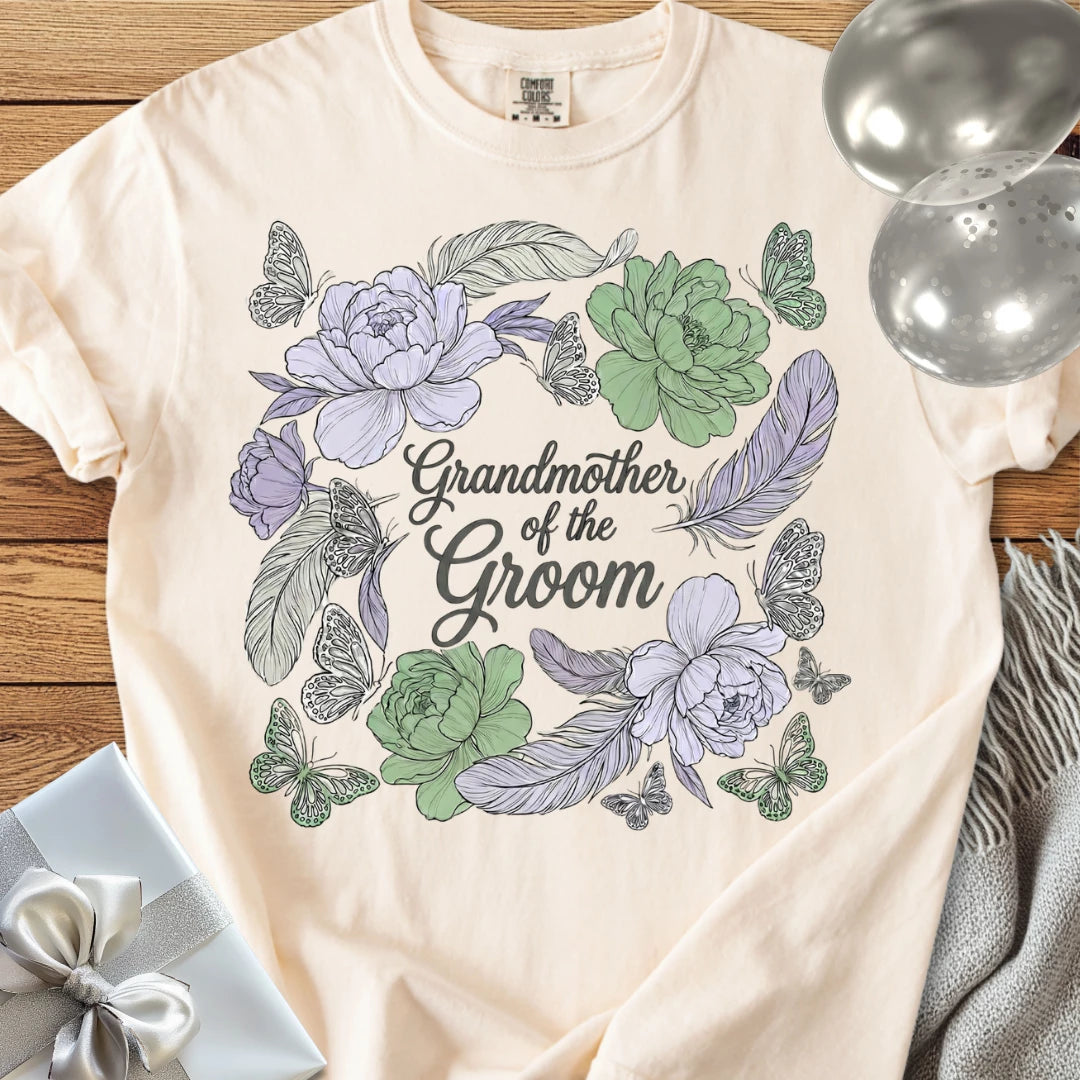 Grandmother of the Groom - Premium Floral Wedding T-Shirt