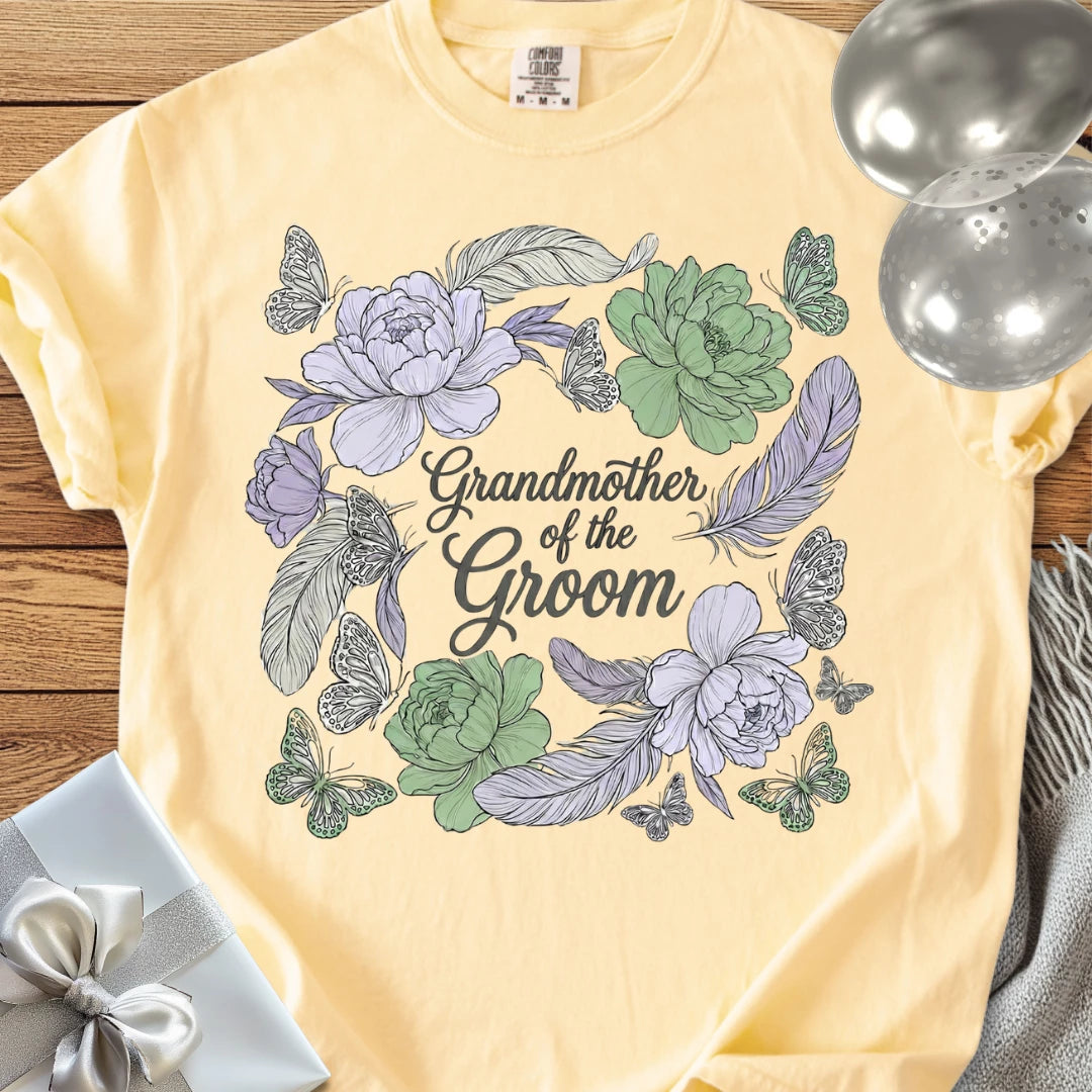 Grandmother of the Groom - Premium Floral Wedding T-Shirt