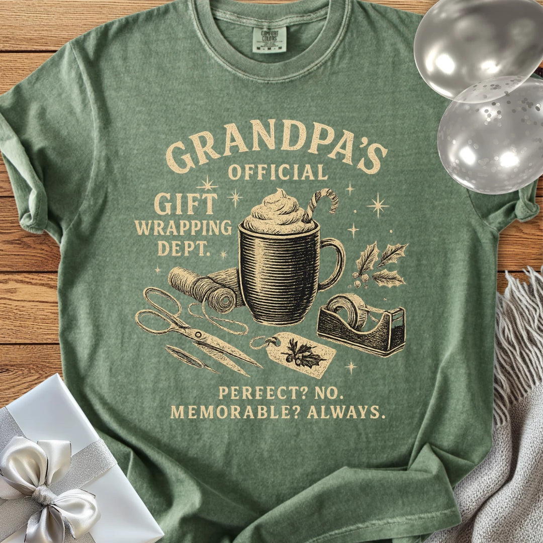 Grandpa's Official Gift Wrapping Dept- Premium Christmas T-Shirt