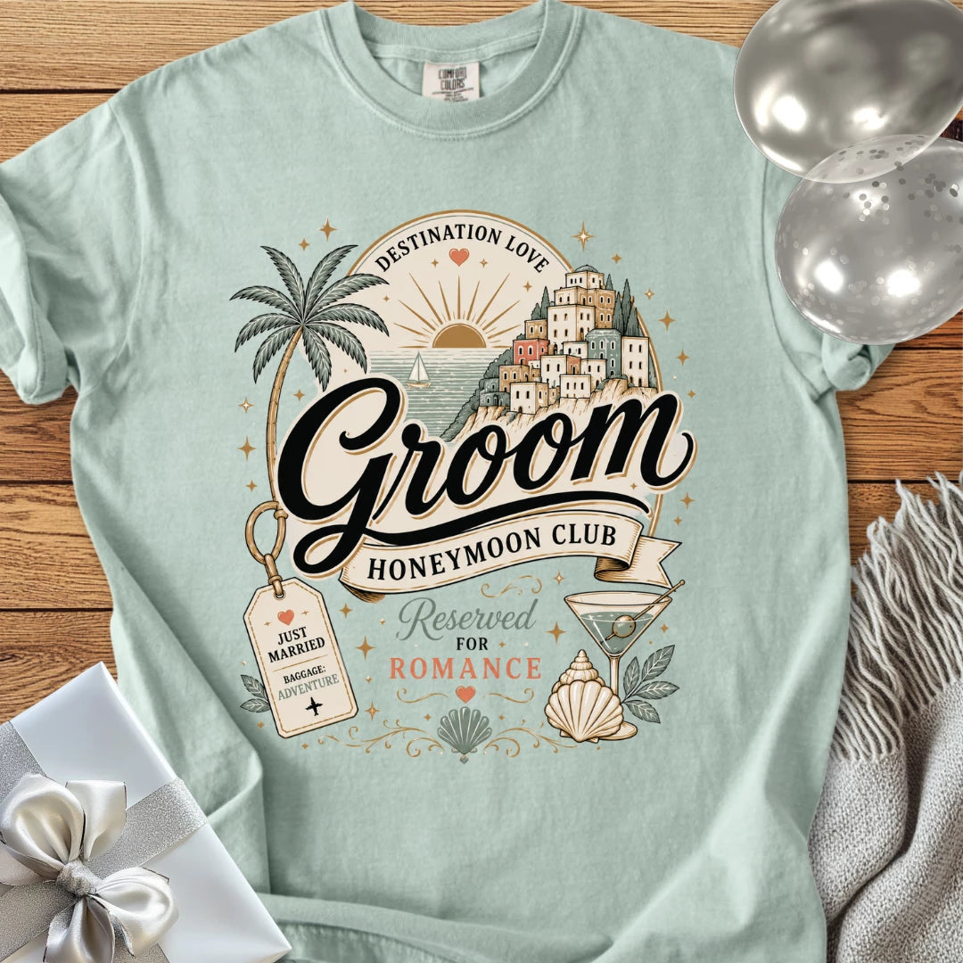 Groom Honeymoon Club, Reserved for Romance - Premium Honeymoon T-Shirt