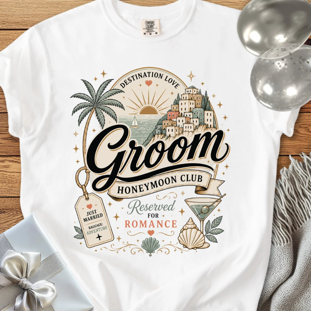 Groom Honeymoon Club, Reserved for Romance - Premium Honeymoon T-Shirt