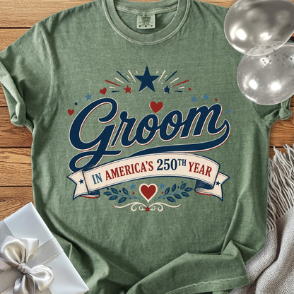 Groom, Luckiest Guy in America - Premium Wedding T-Shirt
