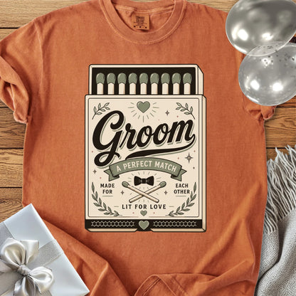 Groom, A Perfect Match - Premium Wedding T-Shirt