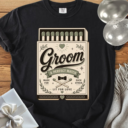 Groom, A Perfect Match - Premium Wedding T-Shirt