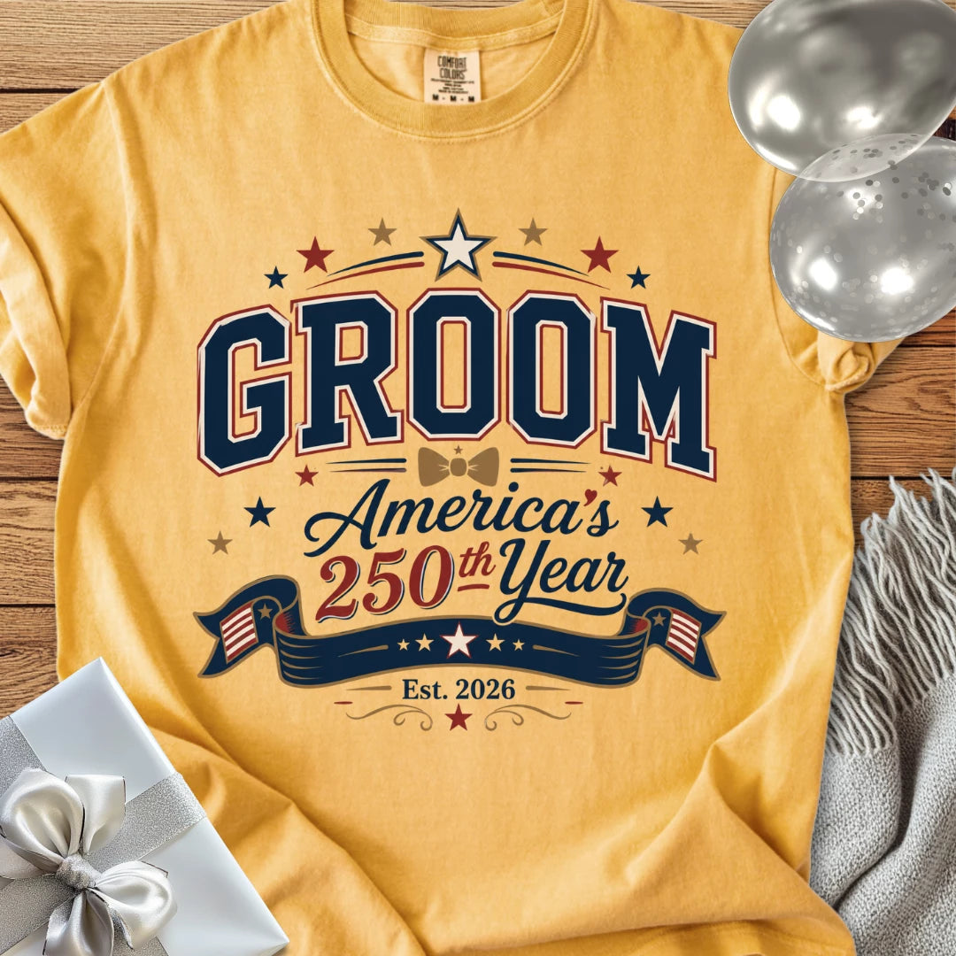 Groom 'America's 250th Year' 2026 - Premium America 250 Wedding T-Shirt