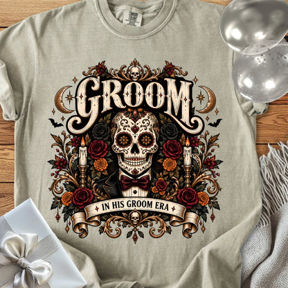 Groom, In His Groom Era - Premium Halloween Wedding T-Shirt