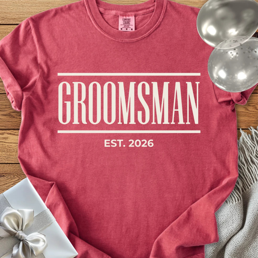 Groomsman, Est. 2026 - Premium Wedding T-Shirt
