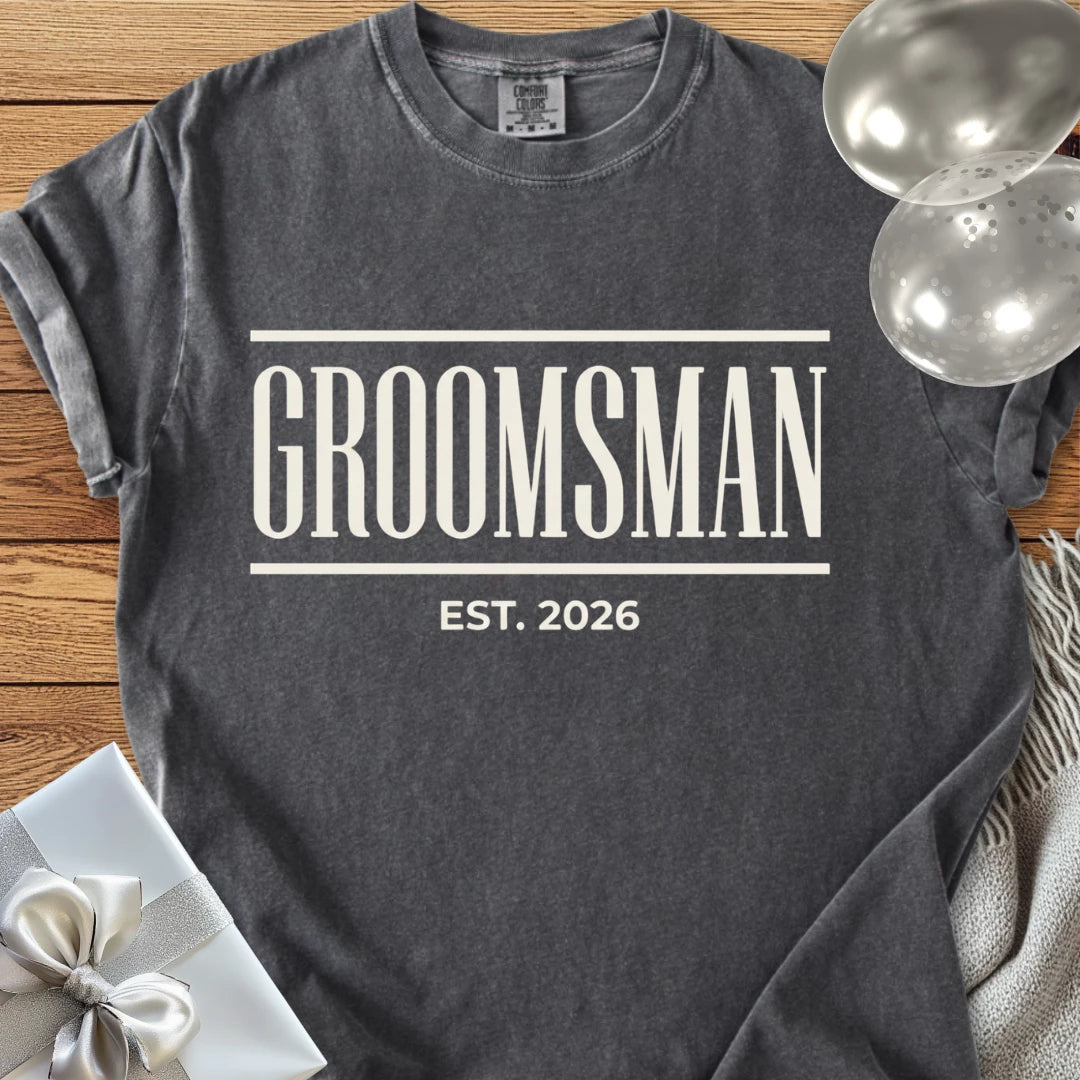 Groomsman, Est. 2026 - Premium Wedding T-Shirt