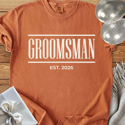 Groomsman, Est. 2026 - Premium Wedding T-Shirt