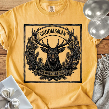 Groomsman, The Adventure Begins - Wedding T-Shirt
