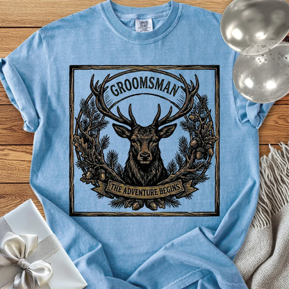 Groomsman, The Adventure Begins - Wedding T-Shirt