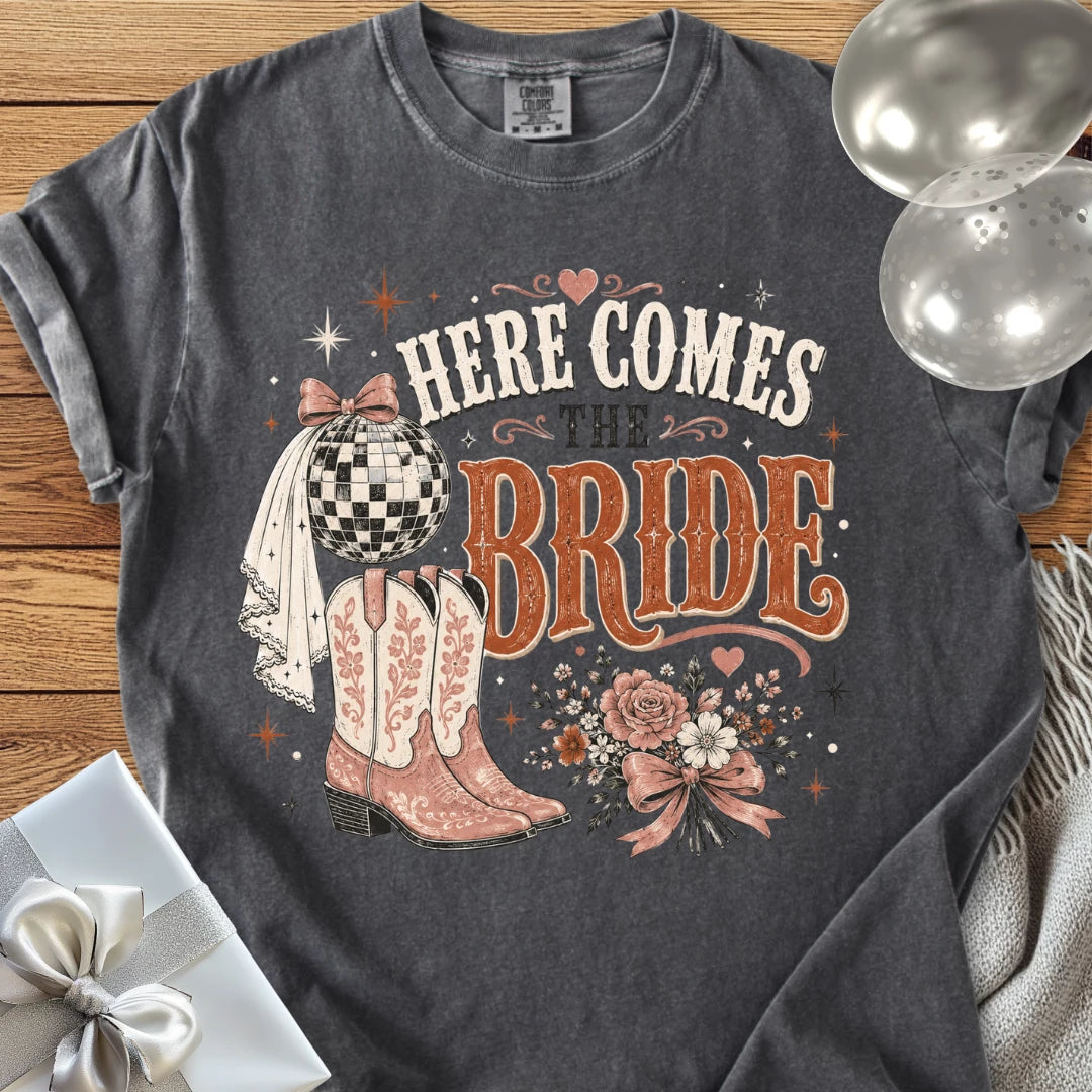 Here Comes the Bride - Premium Western Wedding T-Shirt