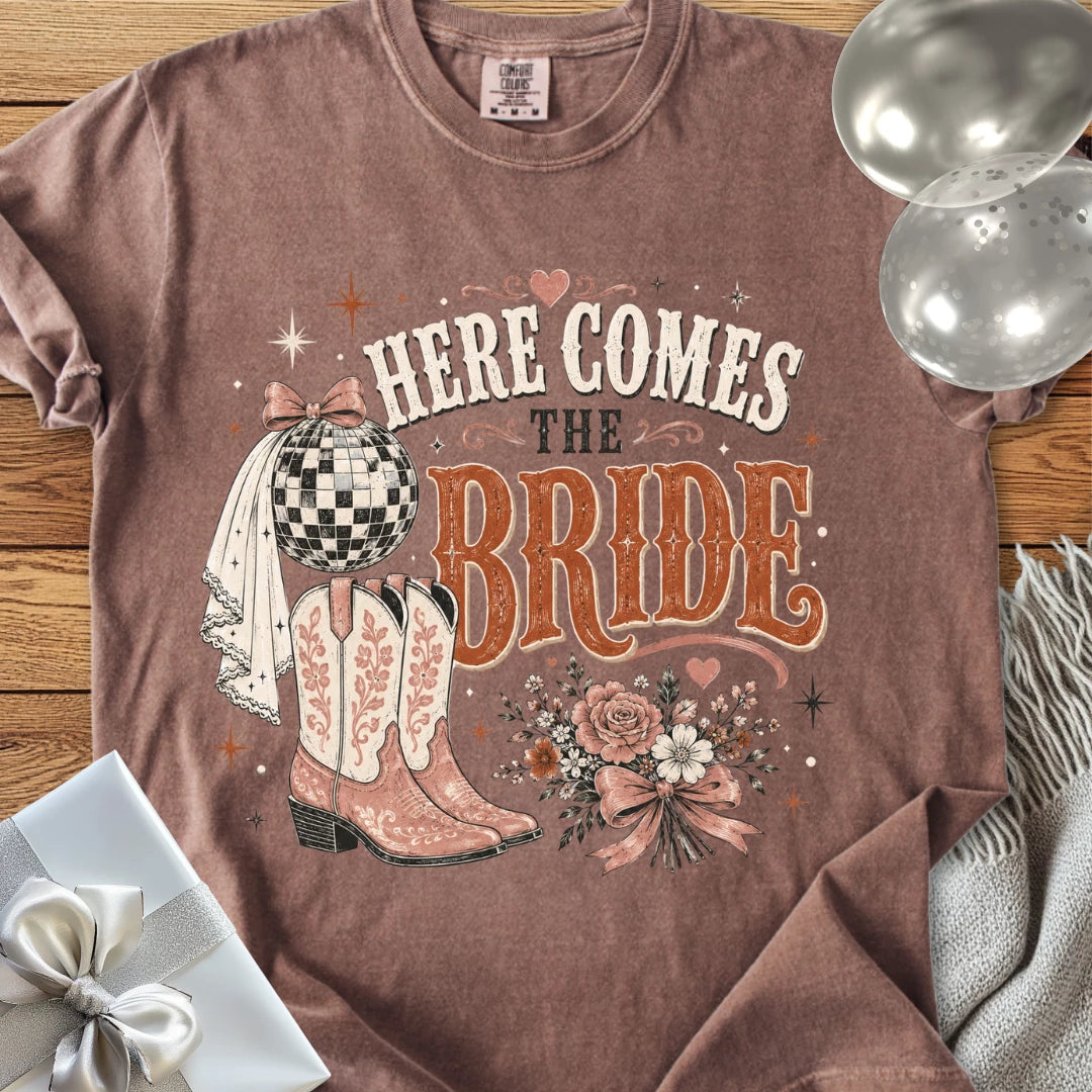 Here Comes the Bride - Premium Western Wedding T-Shirt