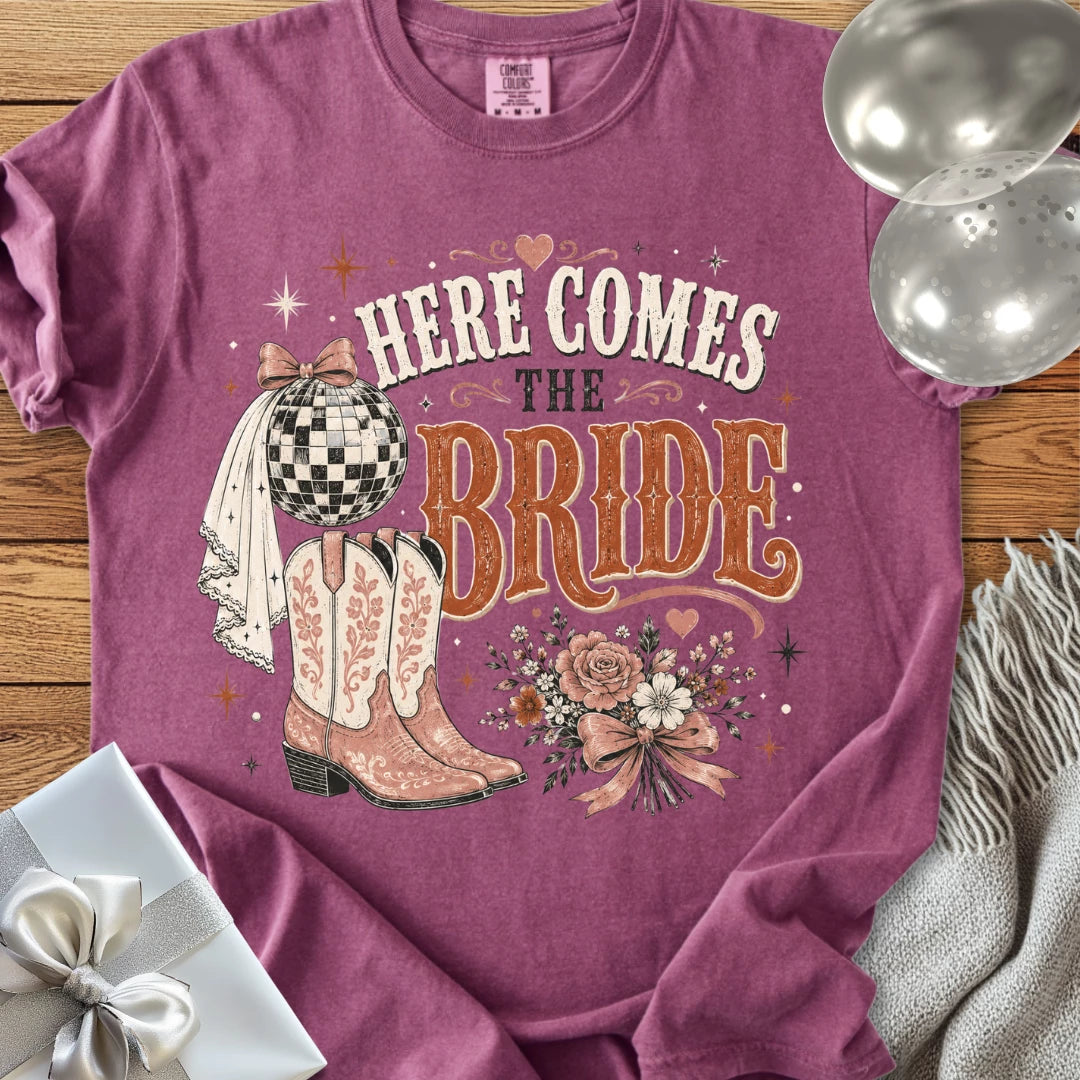 Here Comes the Bride - Premium Western Wedding T-Shirt