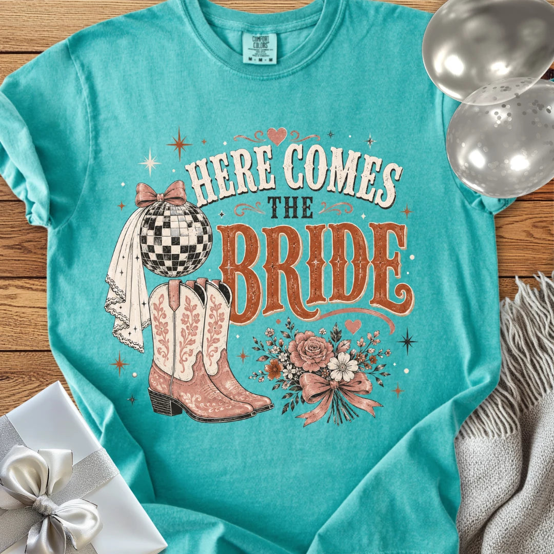 Here Comes the Bride - Premium Western Wedding T-Shirt