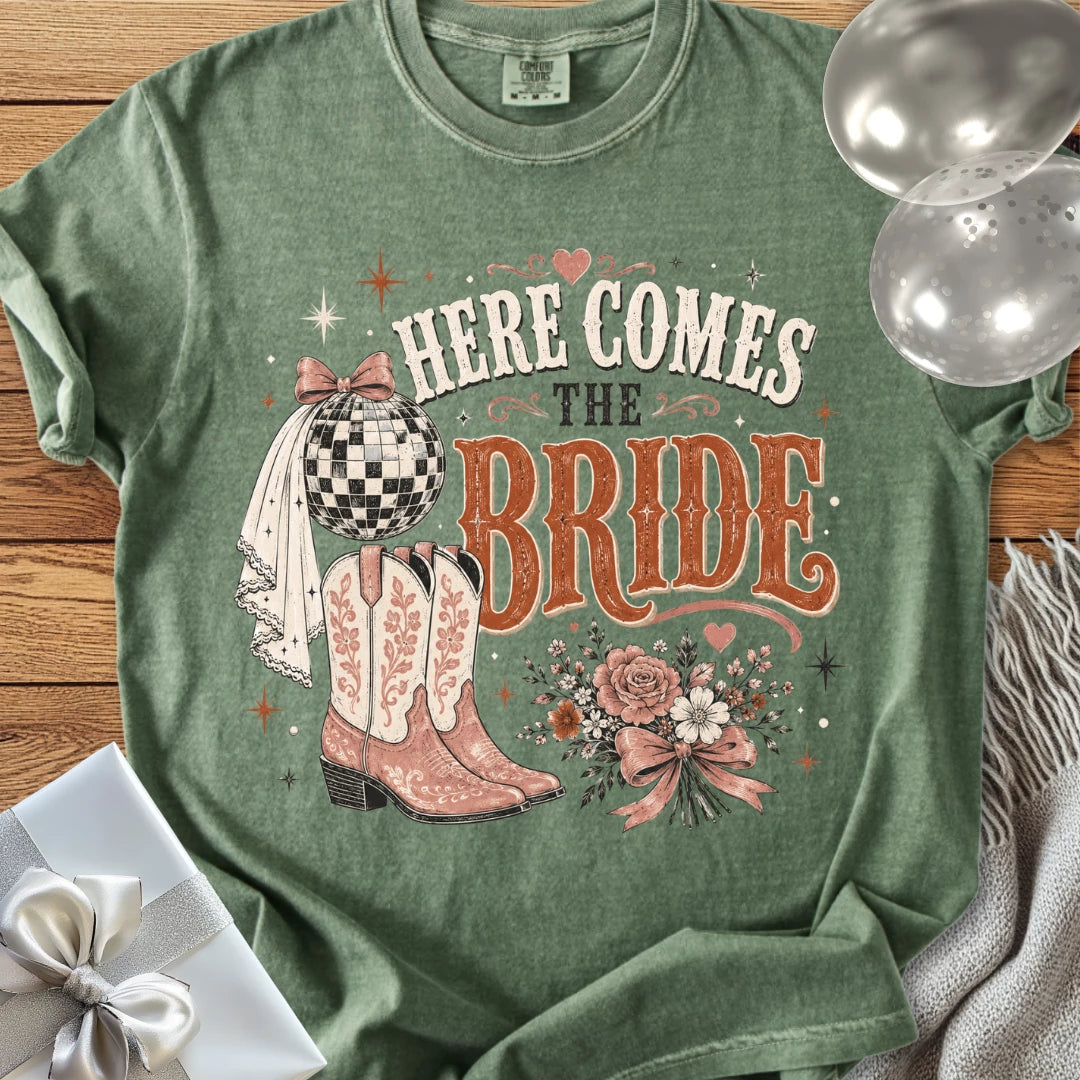 Here Comes the Bride - Premium Western Wedding T-Shirt