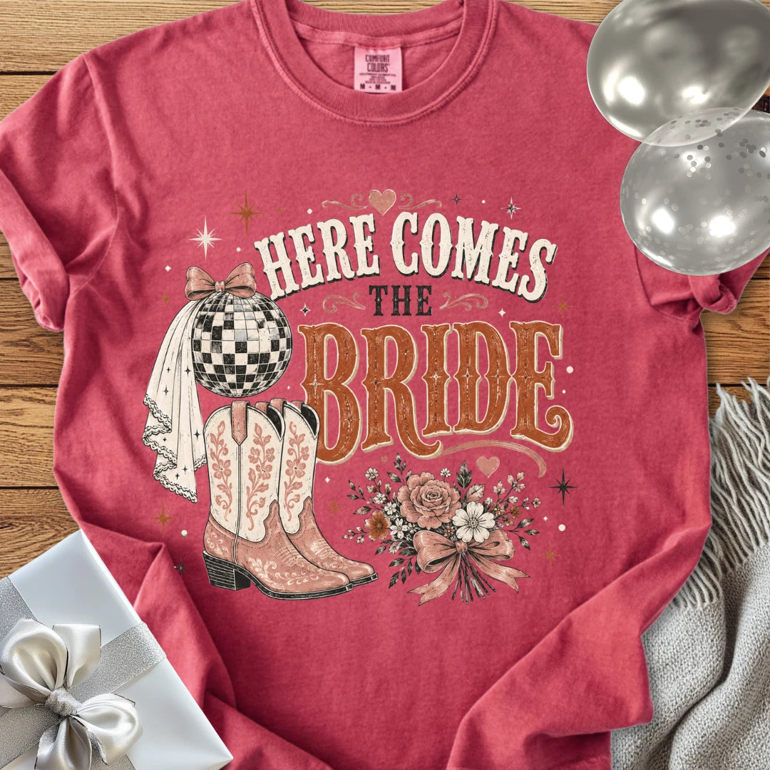 Here Comes the Bride - Premium Western Wedding T-Shirt