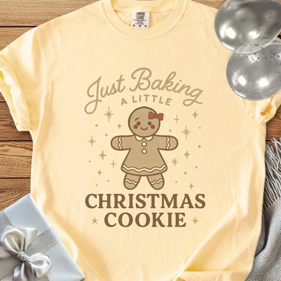 Just Baking a Little Christmas Cookie - Premium Christmas Pregnancy T-Shirt