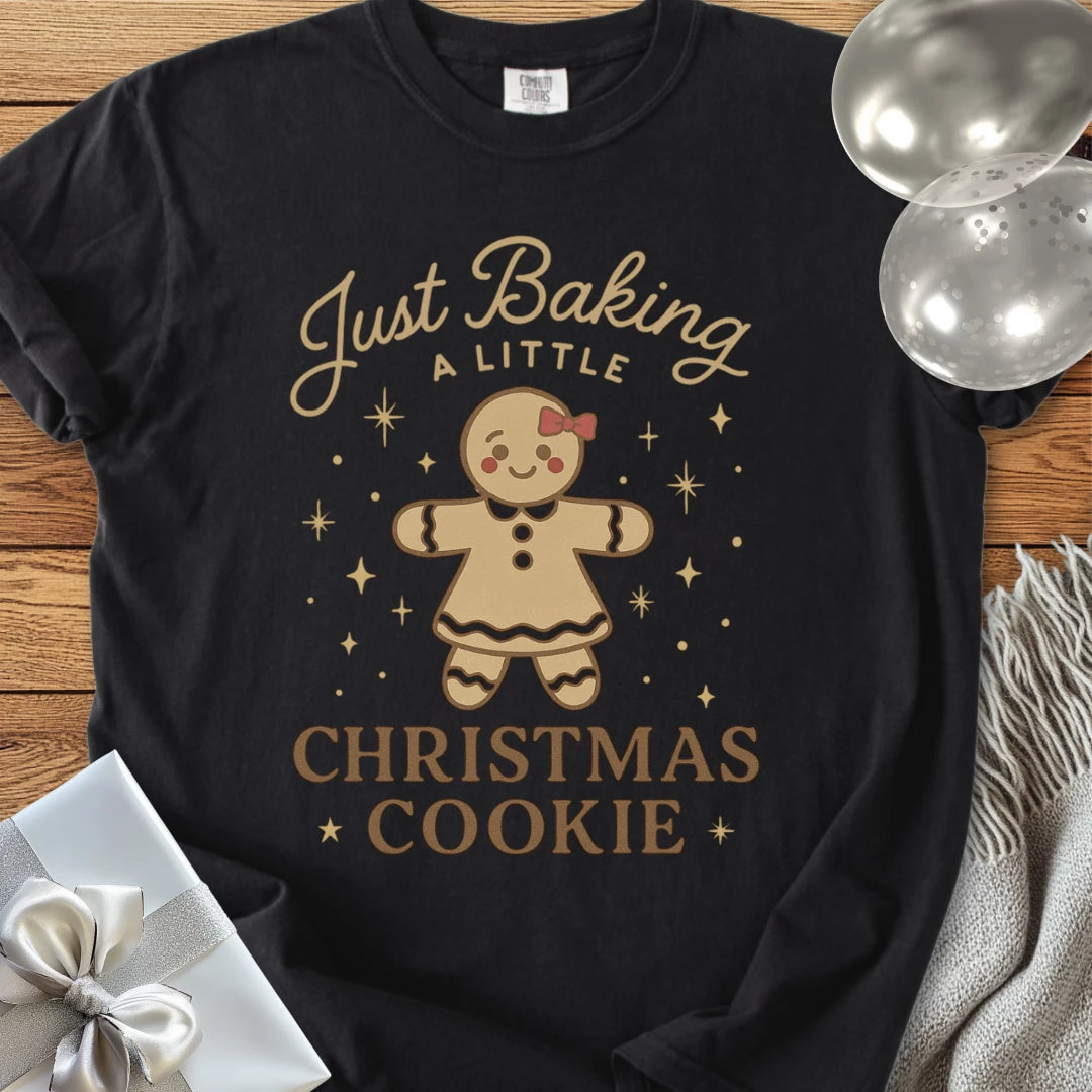 Just Baking a Little Christmas Cookie - Premium Christmas Pregnancy T-Shirt