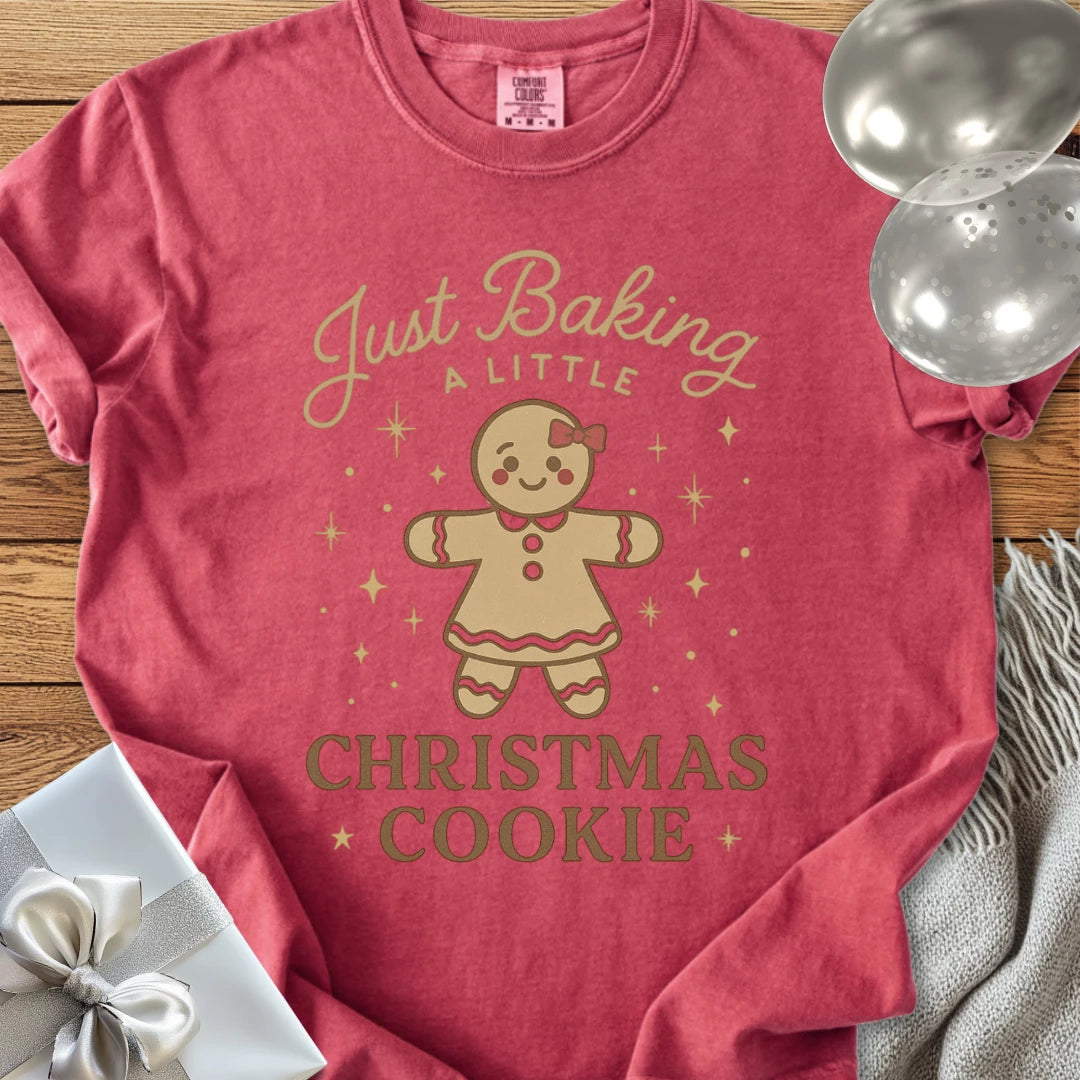 Just Baking a Little Christmas Cookie - Premium Christmas Pregnancy T-Shirt