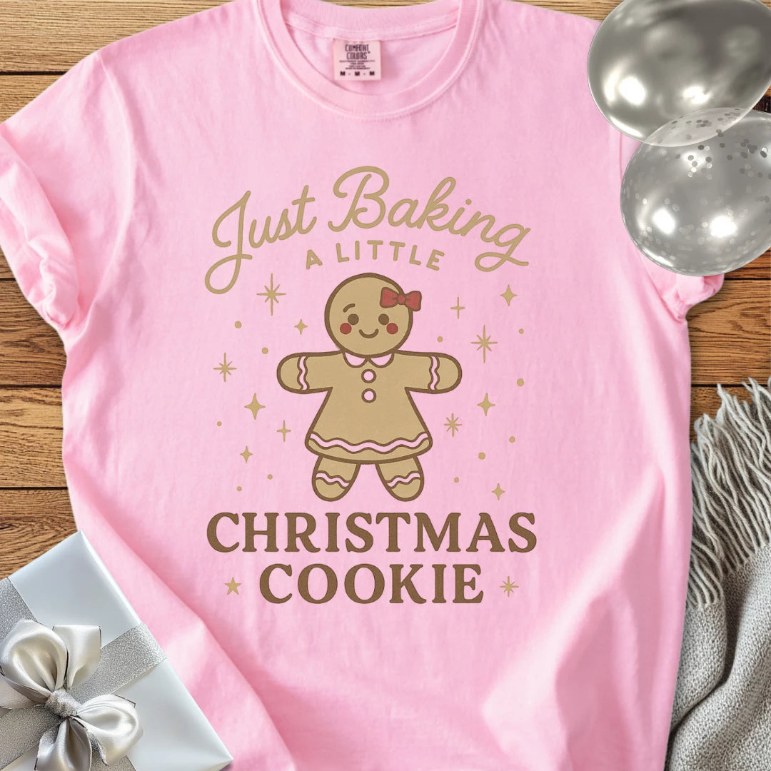 Just Baking a Little Christmas Cookie - Premium Christmas Pregnancy T-Shirt