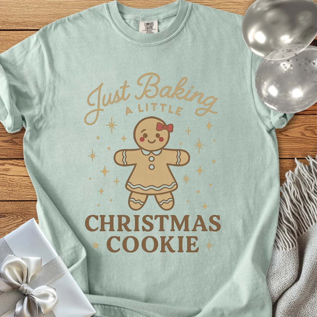 Just Baking a Little Christmas Cookie - Premium Christmas Pregnancy T-Shirt