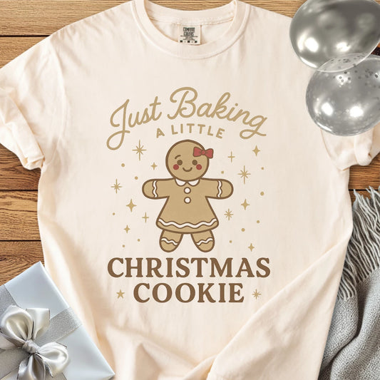 Just Baking a Little Christmas Cookie - Premium Christmas Pregnancy T-Shirt