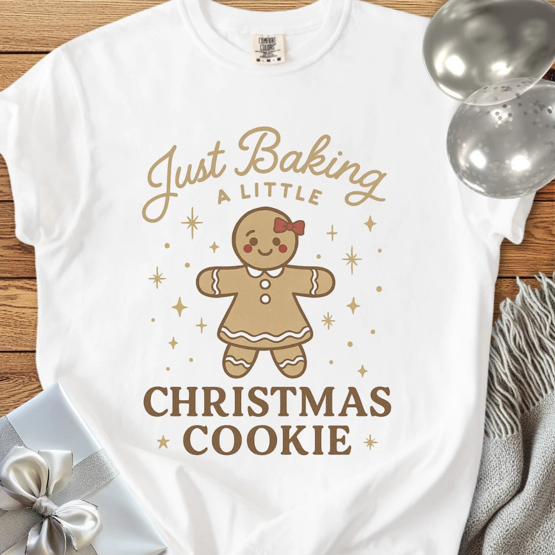 Just Baking a Little Christmas Cookie - Premium Christmas Pregnancy T-Shirt