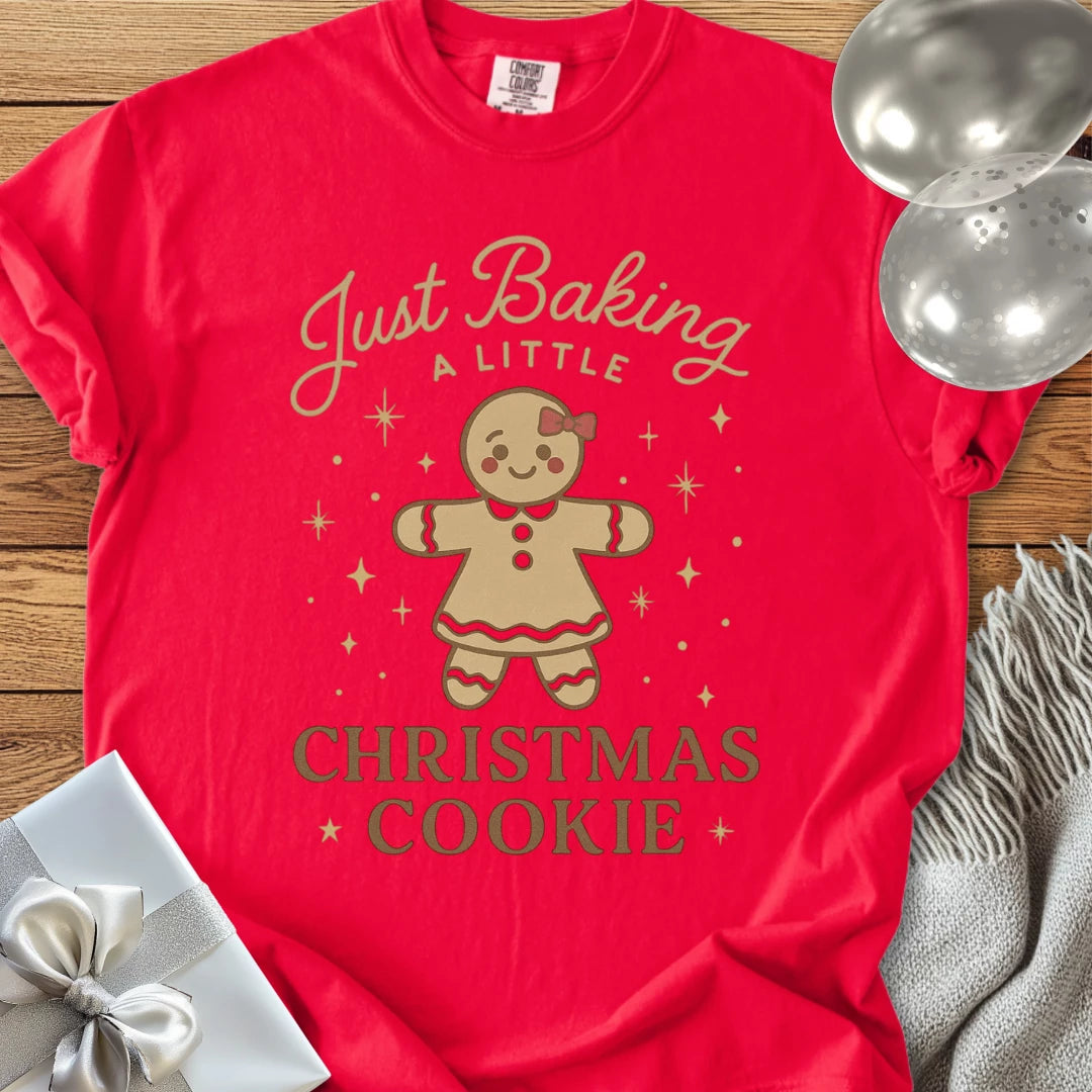 Just Baking a Little Christmas Cookie - Premium Christmas Pregnancy T-Shirt