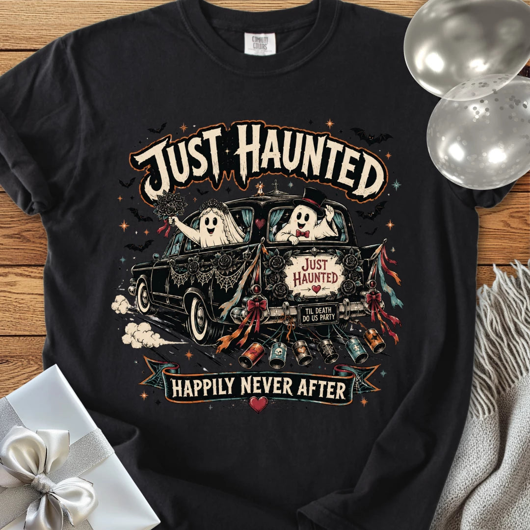 Just Haunted - Happily Never After - Premium Halloween Wedding T-Shirt