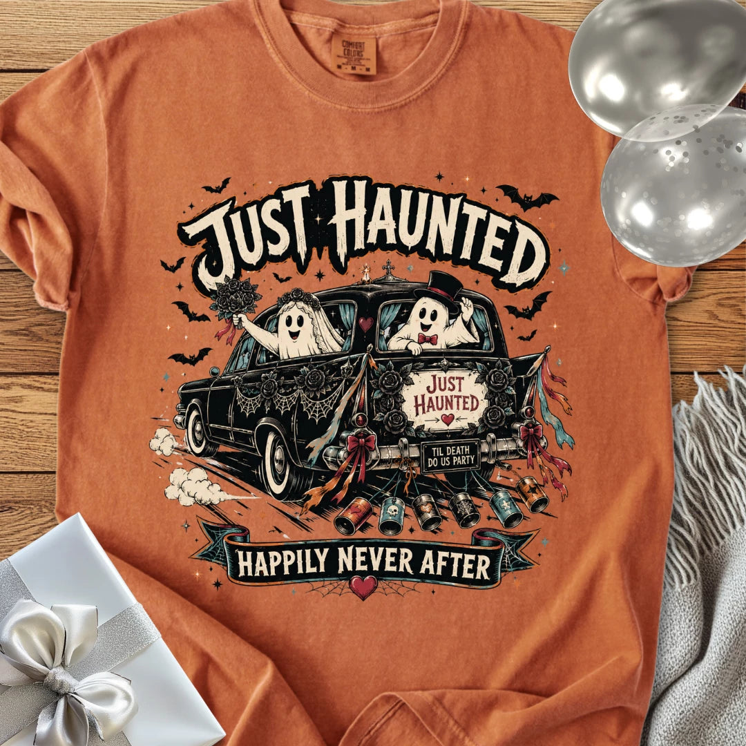 Just Haunted - Happily Never After - Premium Halloween Wedding T-Shirt
