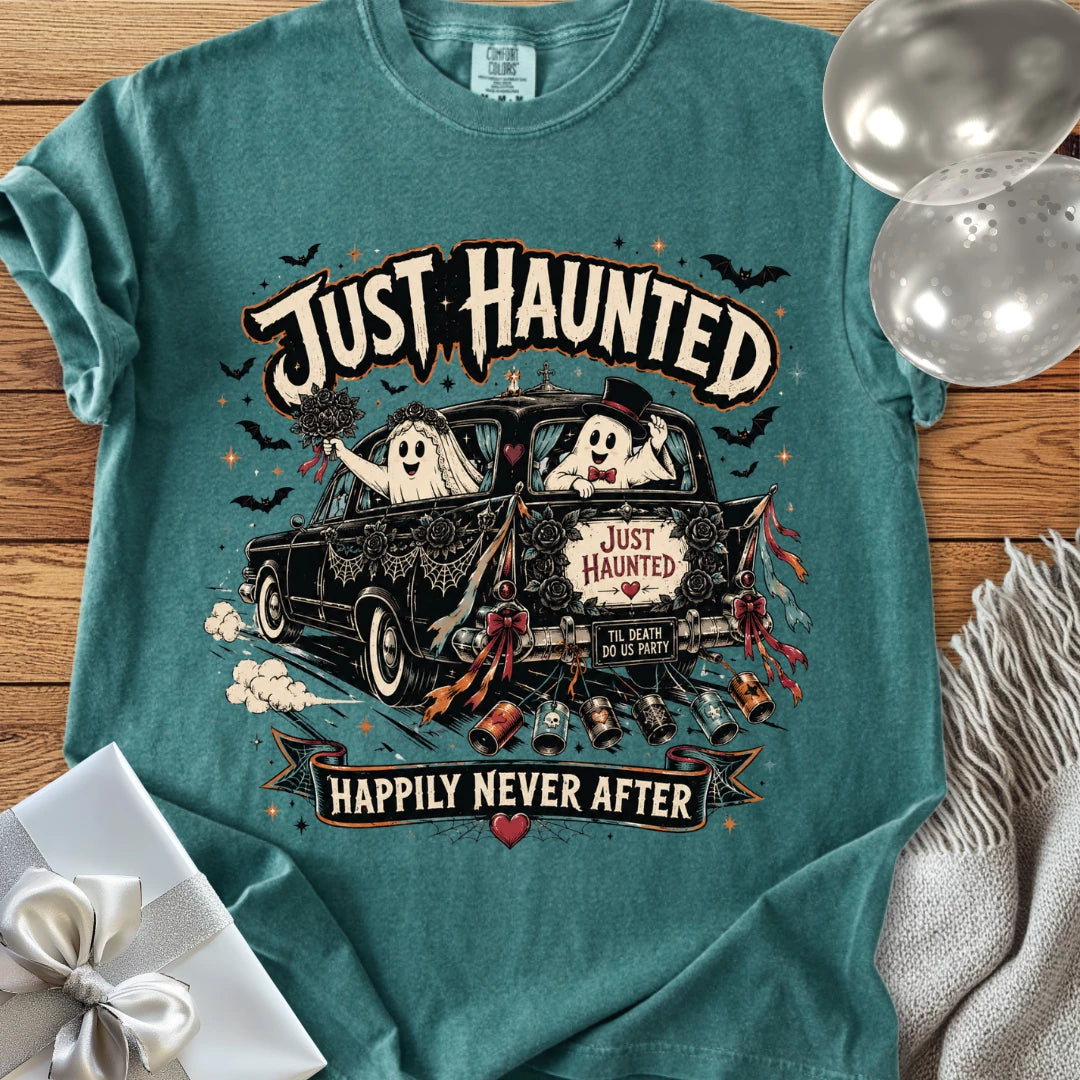 Just Haunted - Happily Never After - Premium Halloween Wedding T-Shirt