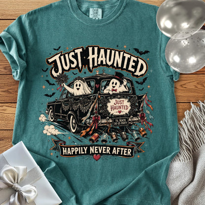 Just Haunted - Happily Never After - Premium Halloween Wedding T-Shirt