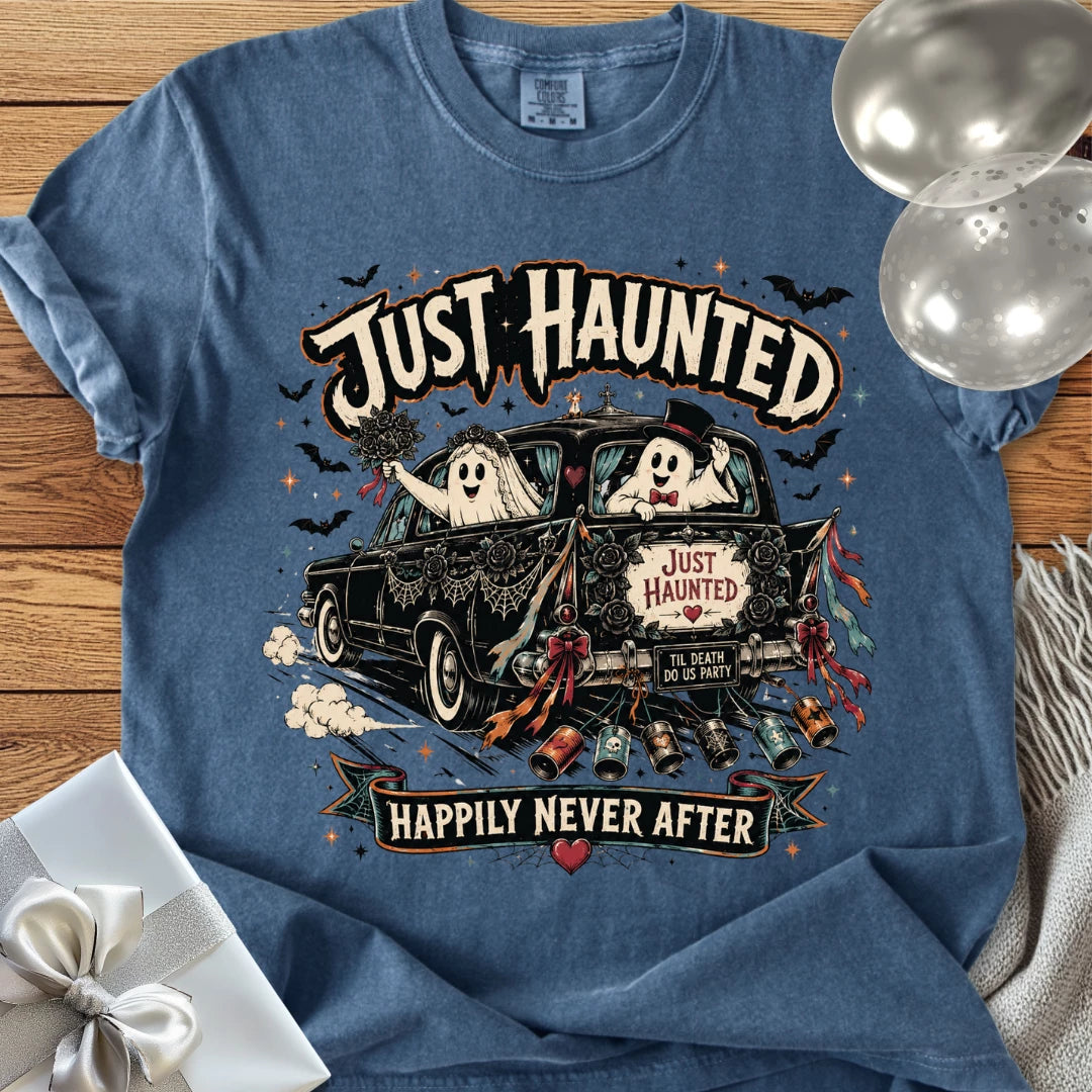 Just Haunted - Happily Never After - Premium Halloween Wedding T-Shirt