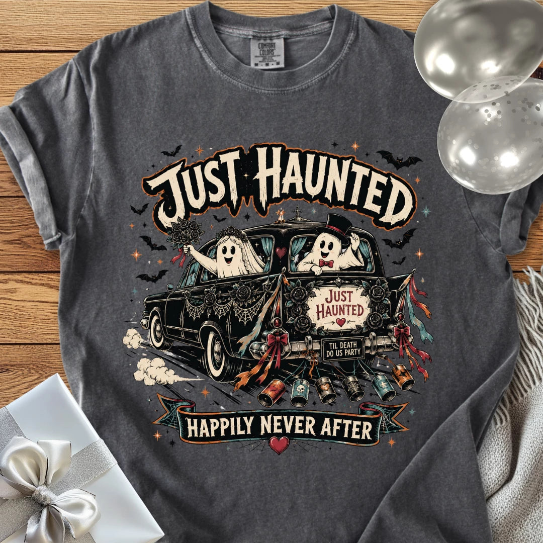 Just Haunted - Happily Never After - Premium Halloween Wedding T-Shirt