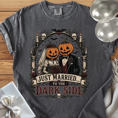 Just Married to the Dark Side - Premium Halloween Wedding T-Shirt