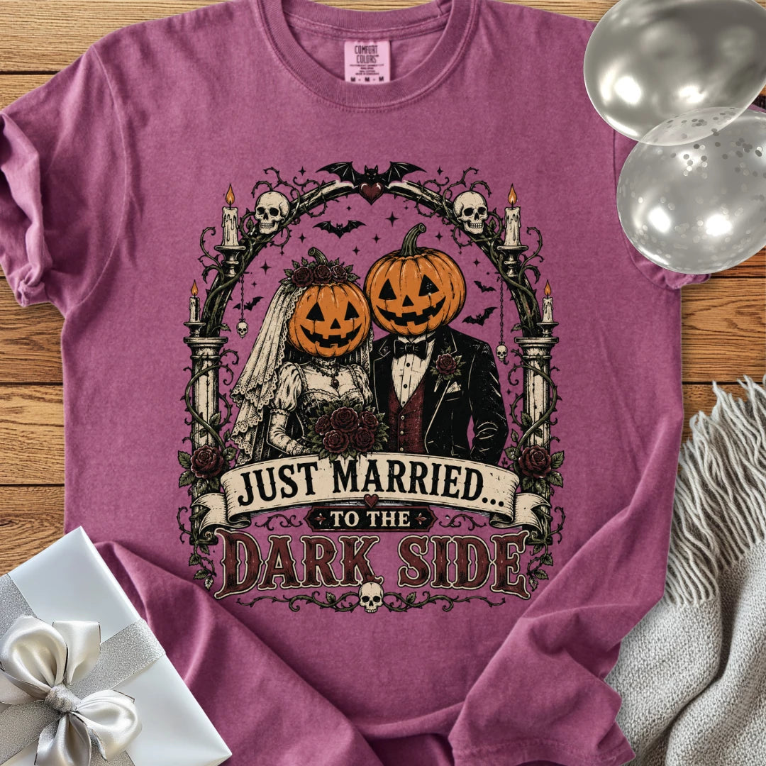 Just Married to the Dark Side - Premium Halloween Wedding T-Shirt