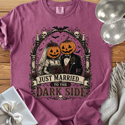 Just Married to the Dark Side - Premium Halloween Wedding T-Shirt