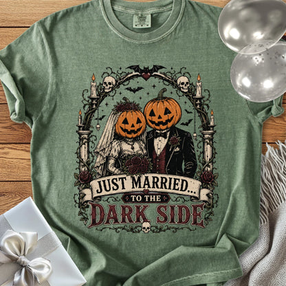 Just Married to the Dark Side - Premium Halloween Wedding T-Shirt