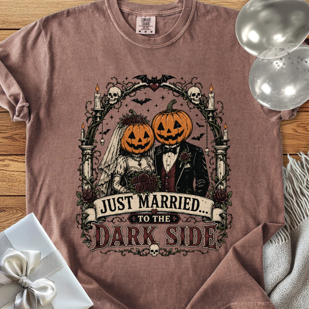 Just Married to the Dark Side - Premium Halloween Wedding T-Shirt