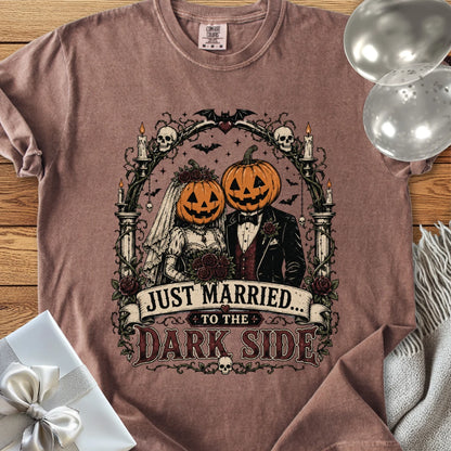Just Married to the Dark Side - Premium Halloween Wedding T-Shirt