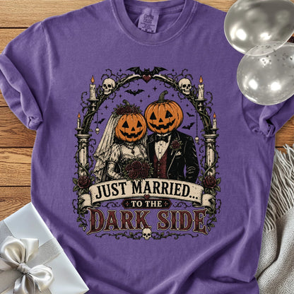 Just Married to the Dark Side - Premium Halloween Wedding T-Shirt