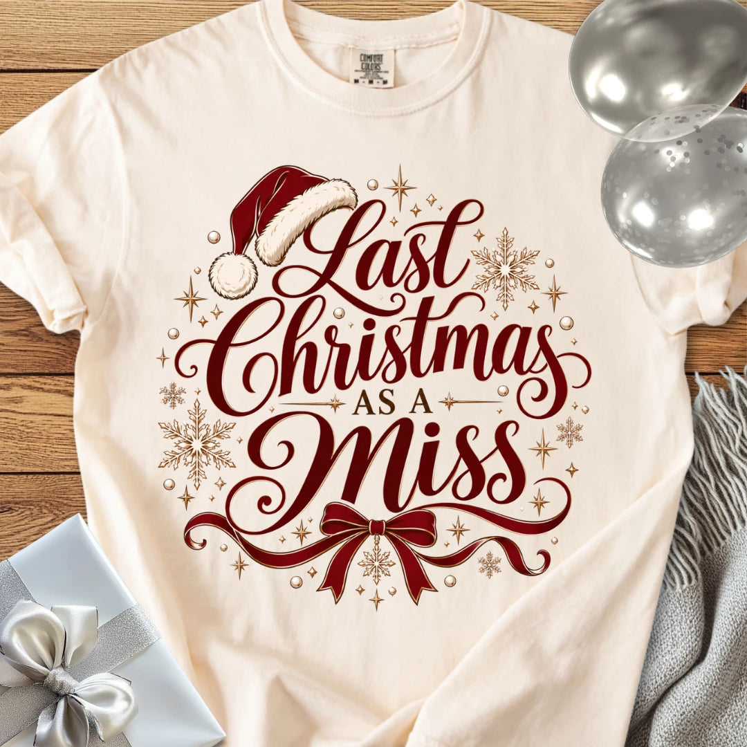Last Christmas as a Miss - Premium Christmas Engagement T-Shirt