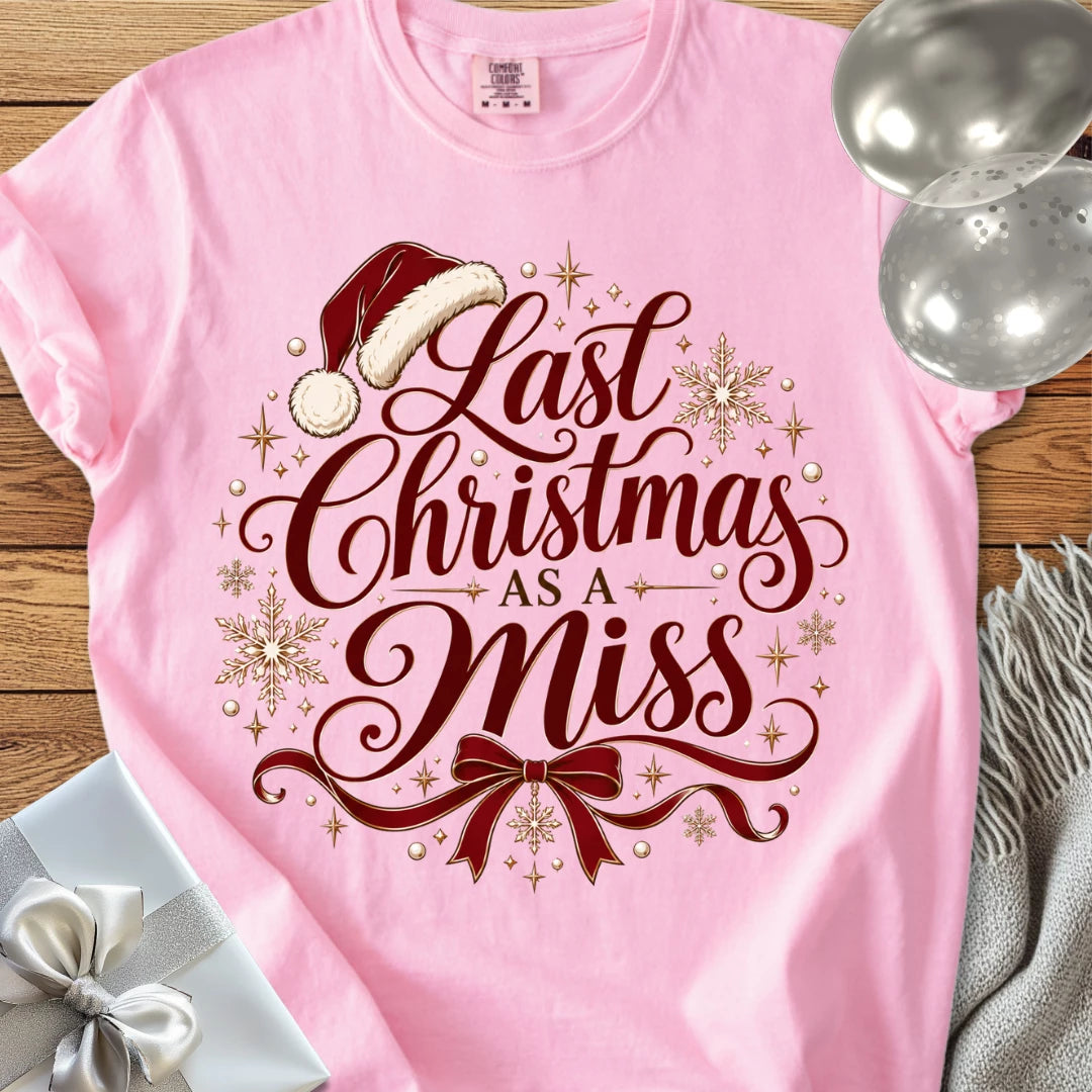 Last Christmas as a Miss - Premium Christmas Engagement T-Shirt
